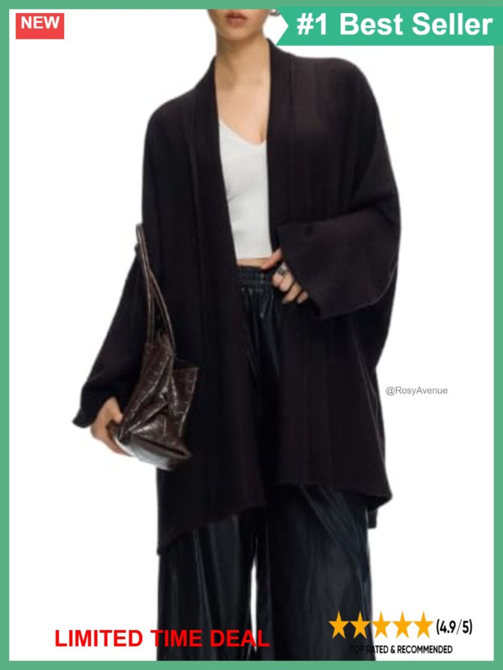 Oversized Long Batwing Sleeve Open Front Knit Cardigan Sweater